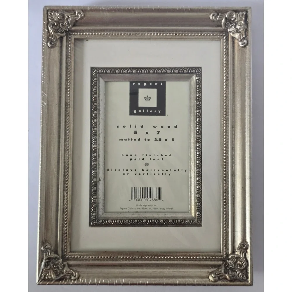 Regent Gallery 5x7 Solid Wood Picture Frame Gold Leaf Ornate Beaded 3.5x5 Mat